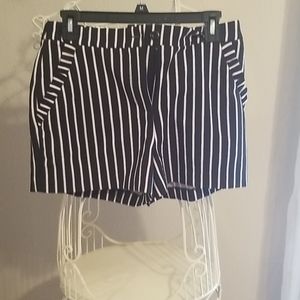 Black and white striped shorts